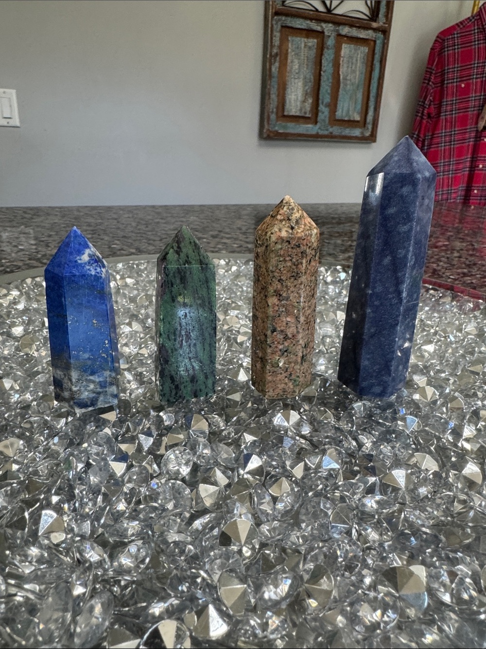 Natural Stone Crystal Tower set- Blue, Green, Pink, Navy Set